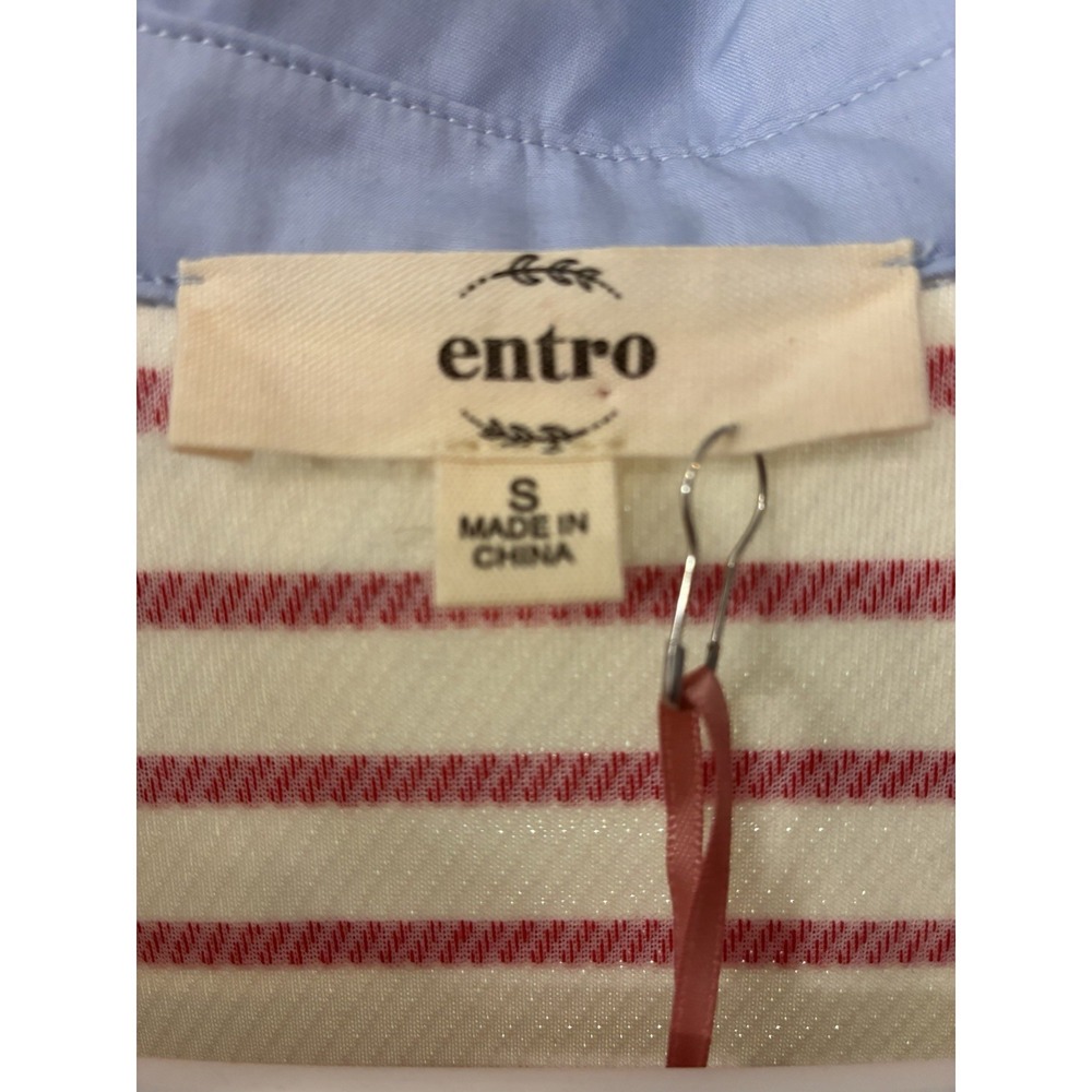 Entro Women's S Striped Block 3/4 Sleeve V-Neck Shift Mini Dress - Picture 8 of 12